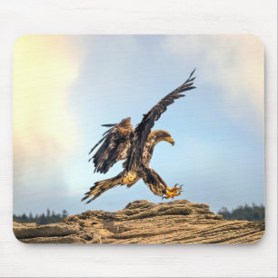 Canadian Bald Eagle Landing Mouse Pad
