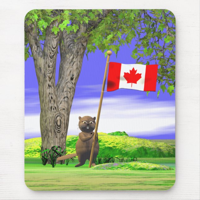 Canadian Beaver and Flag Mouse Pad (Front)