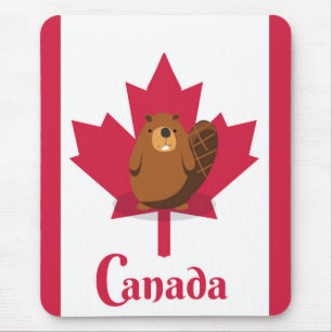 Canadian beaver cartoon travel poster mouse pad