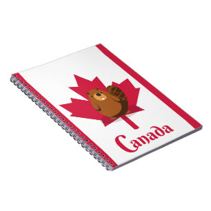Canadian beaver cartoon travel poster notebook