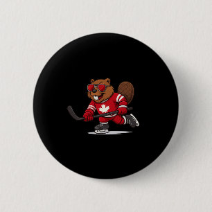 Canadian Beaver Hockey Symbol Flag Shirt 1st July  6 Cm Round Badge