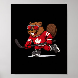 Canadian Beaver Hockey Symbol Flag Shirt 1st July  Poster