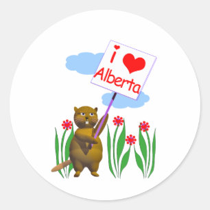 Canadian Beaver Loves Alberta Classic Round Sticker