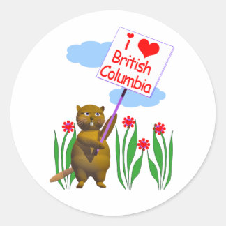 Canadian Beaver Loves British Columbia Classic Round Sticker