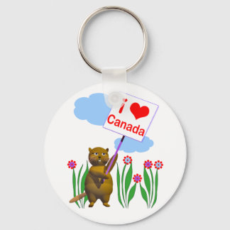 Canadian Beaver Loves Canada Key Ring