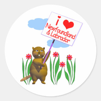 Canadian Beaver Loves Newfoundland, Labrador Classic Round Sticker