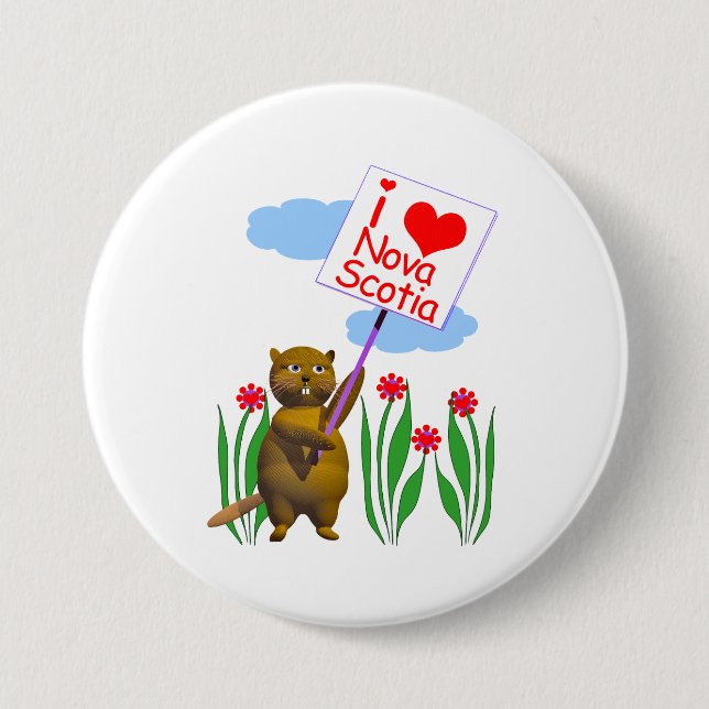 Canadian Beaver Loves Nova Scotia 7.5 Cm Round Badge (Front)
