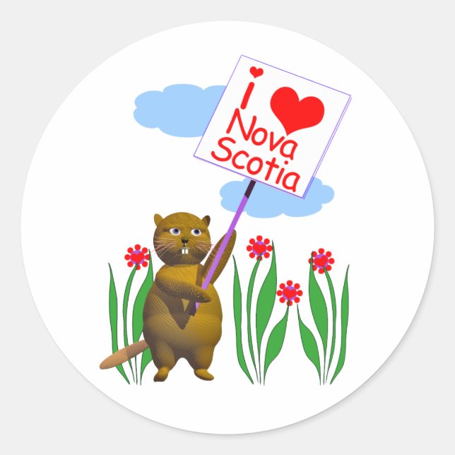 Canadian Beaver Loves Nova Scotia Classic Round Sticker (Front)