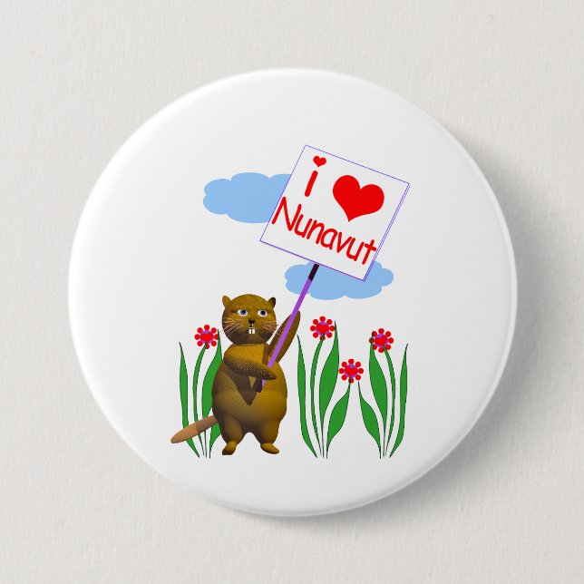 Canadian Beaver Loves Nunavut 7.5 Cm Round Badge (Front)