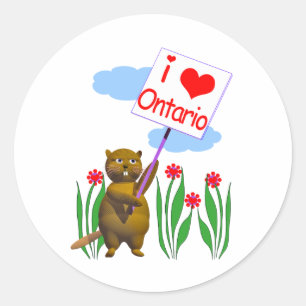 Canadian Beaver Loves Ontario Classic Round Sticker