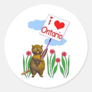 Canadian Beaver Loves Ontario Classic Round Sticker