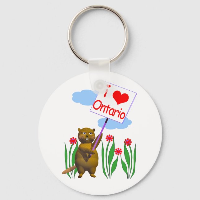 Canadian Beaver Loves Ontario Key Ring (Front)
