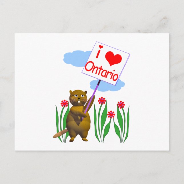 Canadian Beaver Loves Ontario Postcard (Front)
