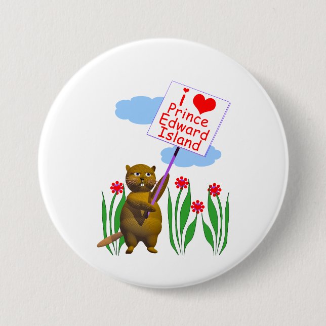 Canadian Beaver Loves Prince Edward Island 7.5 Cm Round Badge (Front)