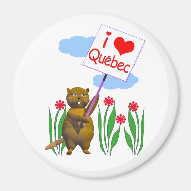 Canadian Beaver Loves Quebec Magnet (Front)