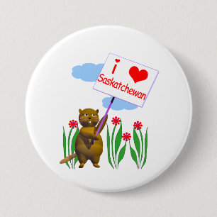 Canadian Beaver Loves Saskatchewan 7.5 Cm Round Badge