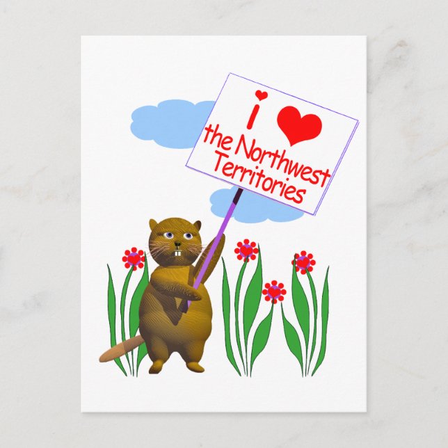 Canadian Beaver Loves the Northwest Territories Postcard (Front)