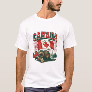 Canadian Beaver Patriotic Flag Celebration T-Shirt