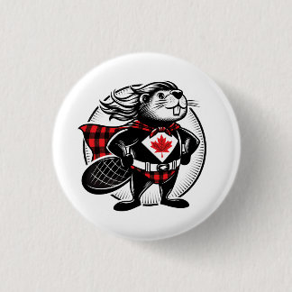 Canadian Beaver Superhero 3 Cm Round Badge