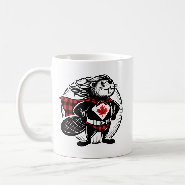 Canadian Beaver Superhero Coffee Mug (Left)