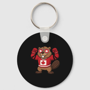 Canadian Beaver Symbol Hockey Flag Shirt 1st July  Key Ring