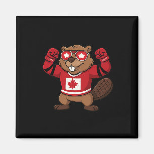 Canadian Beaver Symbol Hockey Flag Shirt 1st July Magnet