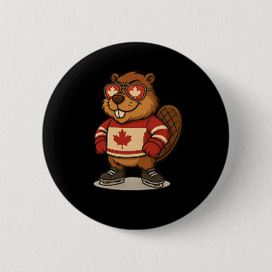 Canadian Beaver Symbol Hockey Shirt 1st July Canad 6 Cm Round Badge