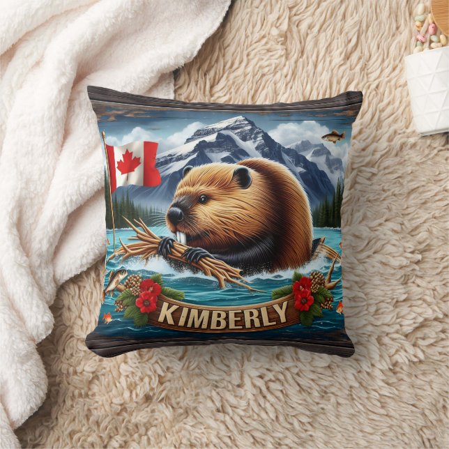 Canadian Beaver With Flag Near Kimberly Cushion (Blanket)