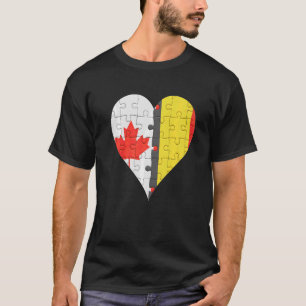Canadian Belgian Flag Heart T-Shirt