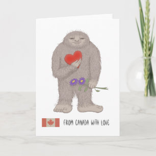 Canadian Bigfoot Sasquatch Valentine's day Card