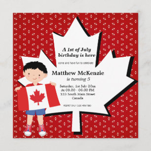 Canadian birthday boy invitation