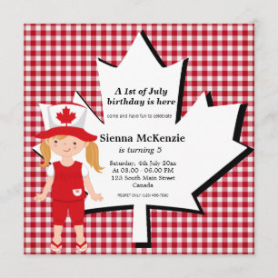 Canadian birthday girl invitation