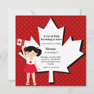 Canadian birthday girl invitation