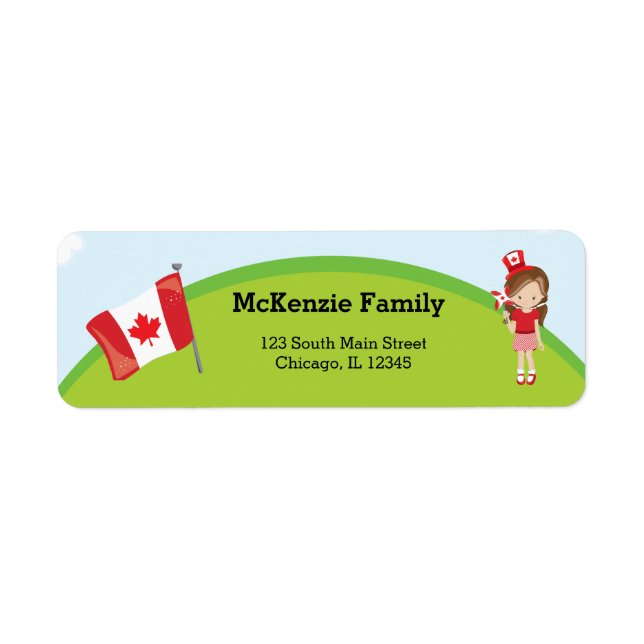 Canadian birthday party return address label (Front)