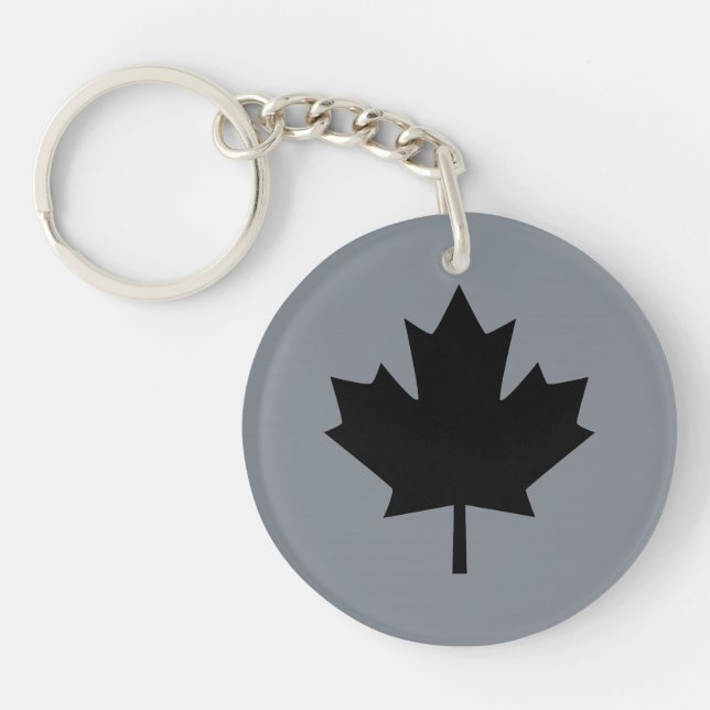 Canadian Black Maple Leaf Design Key Ring (Front)