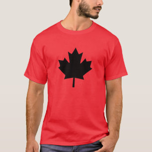 Canadian Black Maple Leaf Design T-Shirt