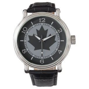 Canadian Black Maple Leaf Design Watch