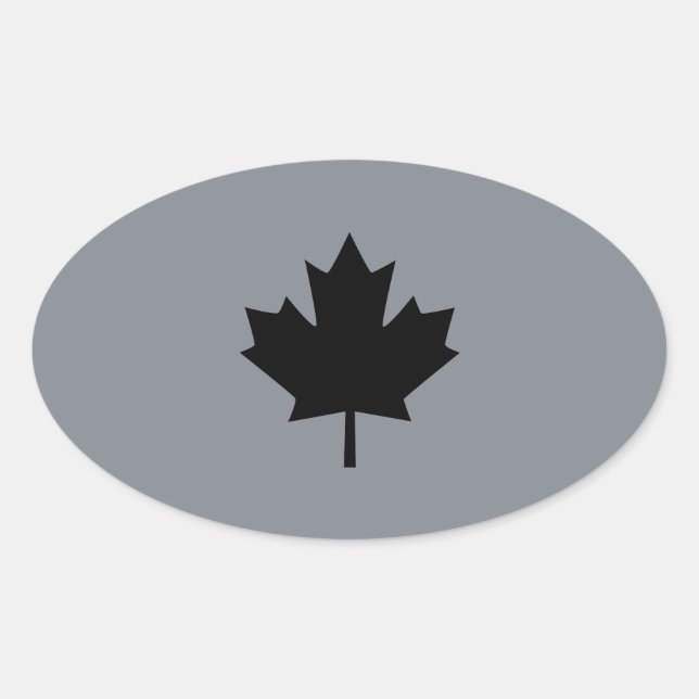 Canadian Black Maple Leaf Display Oval Sticker (Front)