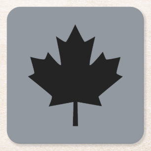 Canadian Black Maple Leaf Display Square Paper Coaster