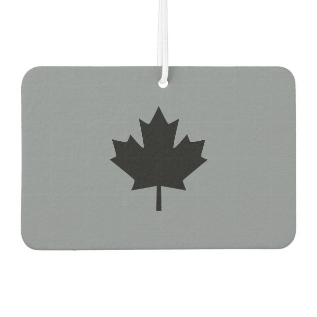 Canadian Black Maple Leaf on Grey Car Air Freshener (Front)