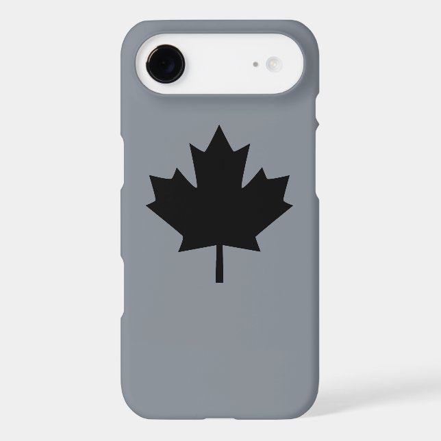 Canadian Black Maple Leaf on Grey Case-Mate iPhone Case (Back)