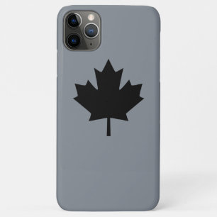 Canadian Black Maple Leaf on Grey iPhone 11 Pro Max Case