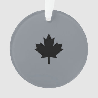 Canadian Black Maple Leaf on Grey Ornament