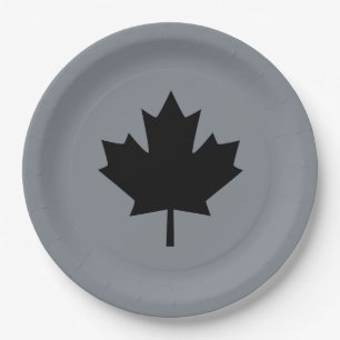 Canadian Black Maple Leaf Style Paper Plate