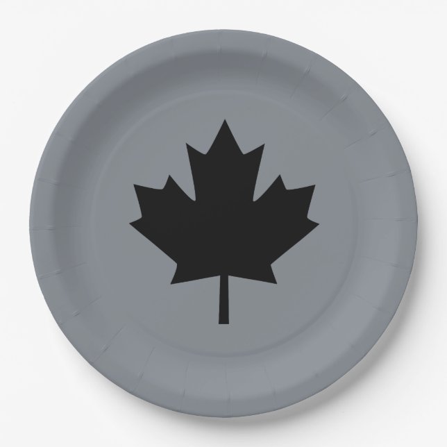 Canadian Black Maple Leaf Style Paper Plate (Front)