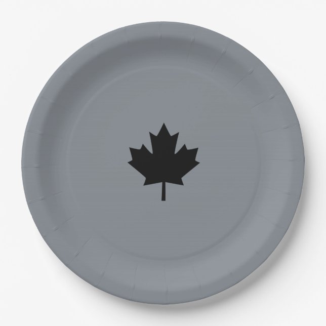 Canadian Black Maple Leaf Style Paper Plate (Front)