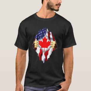 Canadian Blood Inside Me Canada American Flag T-Shirt