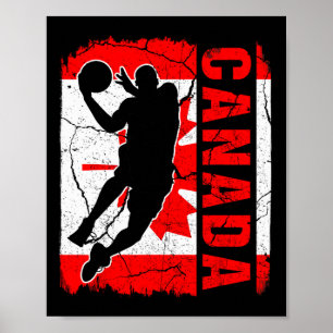 Canadian Bysketbyll Player Canada Flag Bysketbyll Poster