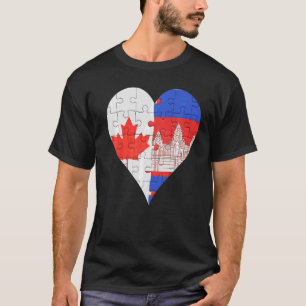Canadian Cambodian Flag Heart T-Shirt