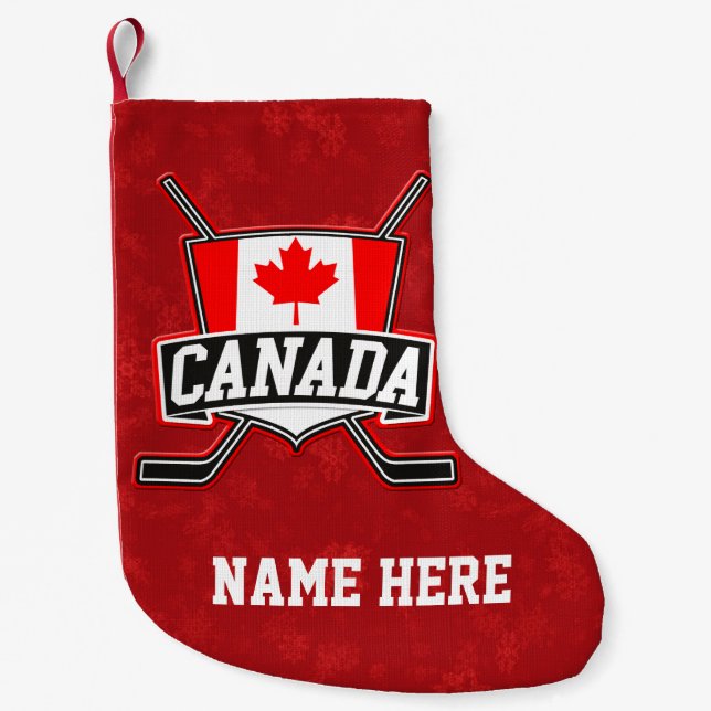 Canadian Canada Flag Hockey Christmas Stocking (Front)